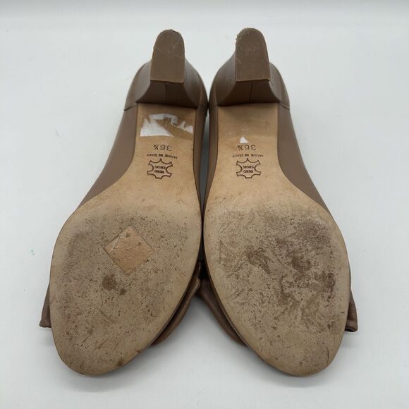 GUGLIELMO ROTTA Leather Beige Heels Shoes US6.5 UK3.5 EU36.5 Made in Italy - Picture 7 of 8